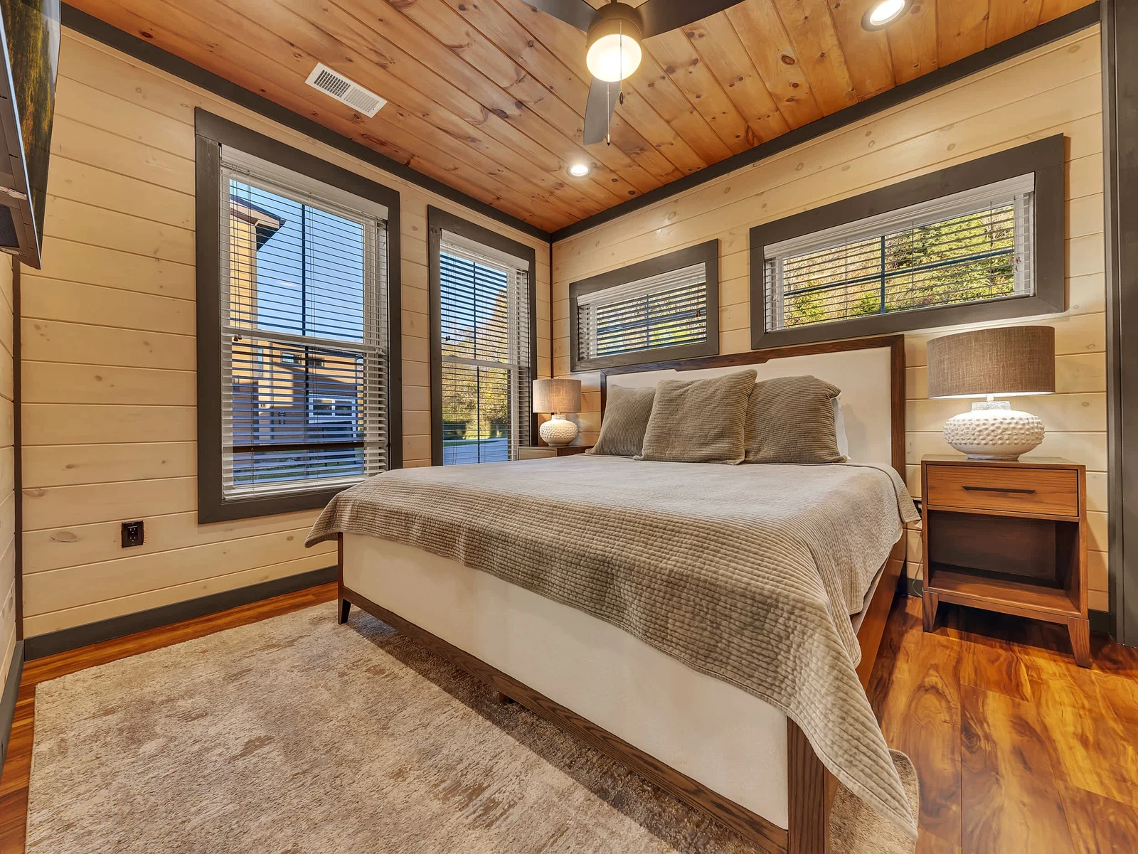 bedroom at luxury Sevierville cabin