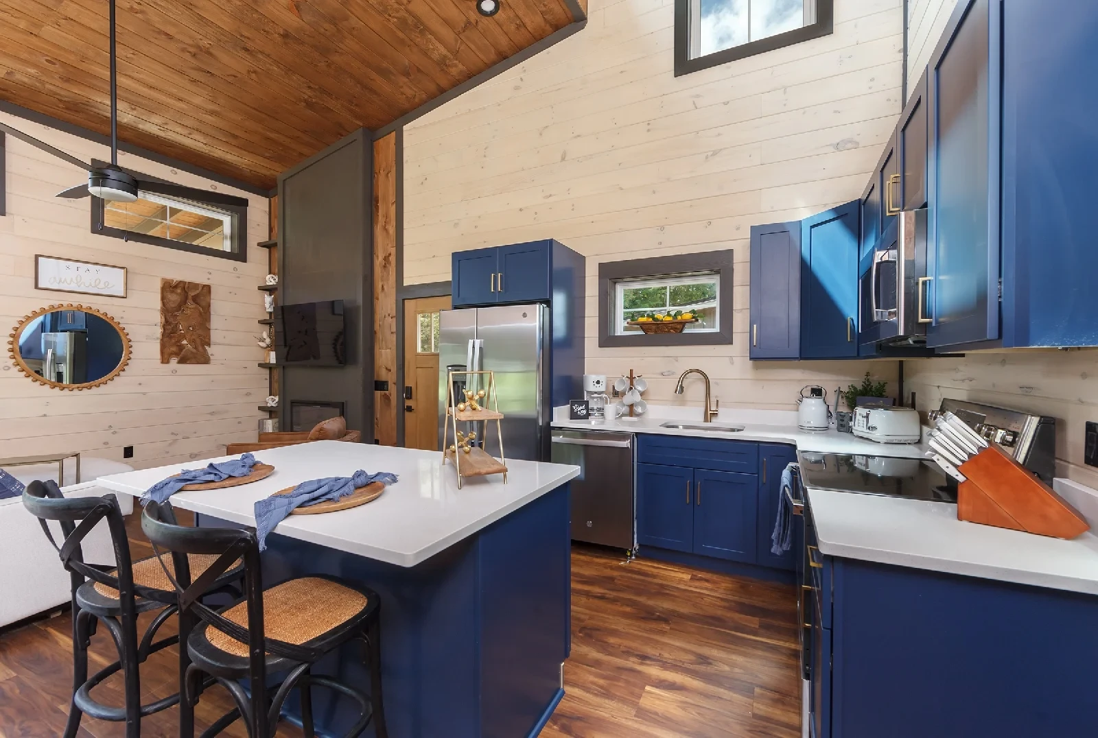 kitchen area inside Goose Gap cabin